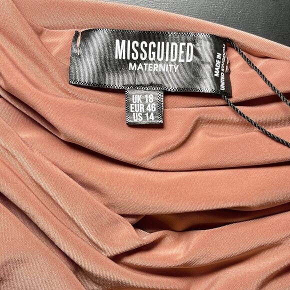 Missguided Maternity Midi Dress Womens Size 14 Pink One Shoulder Ruched Detail - Picture 4 of 8